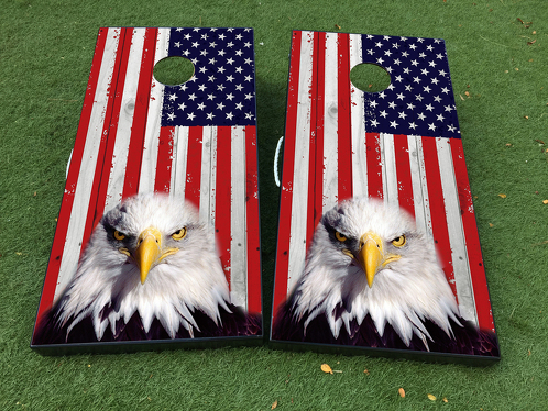 American Eagle USA-Flagge Cornhole Brettspiel-Aufkleber Vinylfolie mit laminierter Folie