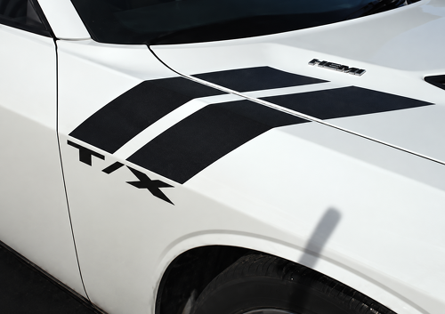 Custom T/X Solide Hash-Streifen Kotflügel Front Vinyl-Aufkleber für Dodge Challenger