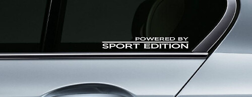 2 - POWERED BY SPORT EDITION Rennsport-Vinyl-Aufkleber, Aufkleber, Logo, Fenster, WEISS
