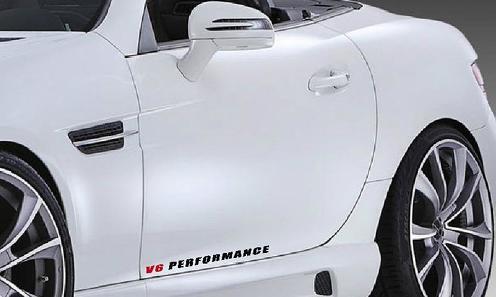 2 - V6 PERFORMANCE Vinyl-Schürzenaufkleber Sport Racing Aufkleber SCHWARZ/ROT