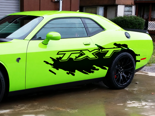 TXT Splash Grunge Seite Vinylaufkleber für Dodge Challenger SRT, Hellcat