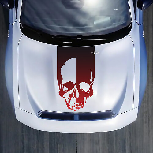 Schädelstreifenhaube Aufkleber für Dodge Charger
