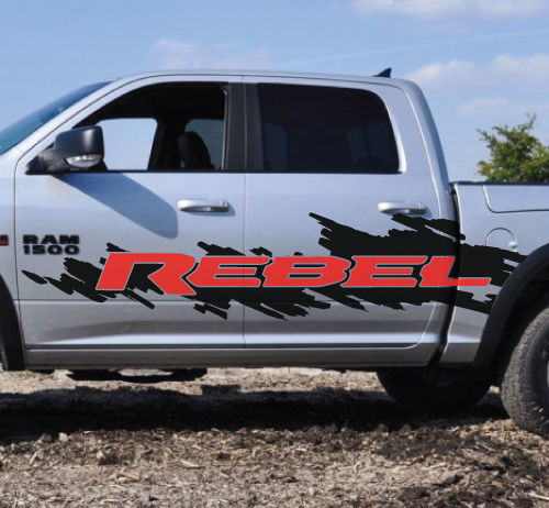 2-farbiger Dodge Ram Rebel Logo Splash Grunge Vinyl-Aufkleber Grafik Camo Truck Cast