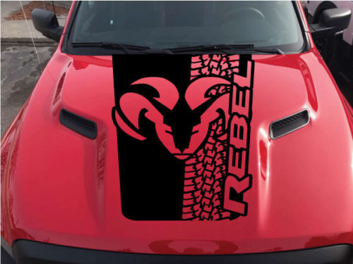 Tire Tracks Logo Motorhauben-Vinylaufkleber für Dodge Ram Rebel