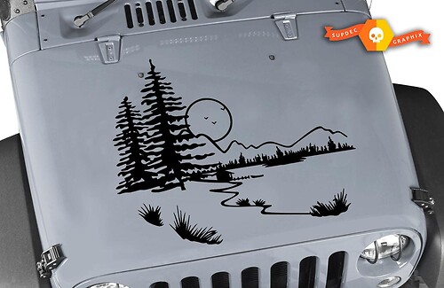 Natur-Landschaft Motorhauben Vinyl-Aufkleber für Jeep Wrangler