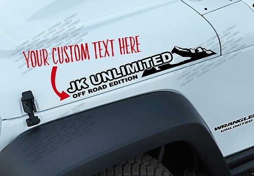 Individueller Text & JK Unlimited Motorhauben-Vinylaufkleber für Jeep Wrangler