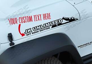 KUNDENSPEZIFISCHER TEXT - JK JL Unlimited Edition Mountain Vinyl-Aufkleber Passend für jeden Jeep Wrangler JK3
