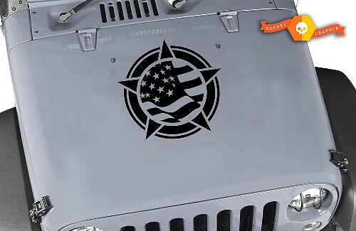 US-Flaggen- & Stern-Motorhauben-Vinyl-Aufkleber für Jeep Wrangler