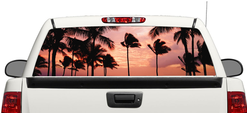 Palm Trees Sunset Paradise Beach Heckscheibenaufkleber Pick-up SUV Auto 3