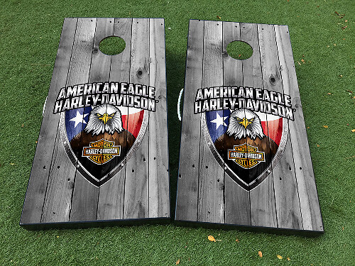 American Eagle Patriotisches Motorrad Cornhole Brett Vinyl-Wrap-Aufkleber-Set
