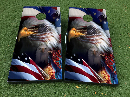 American Flag Eagle Cornhole Board Vinyl Wrap Aufkleber Set