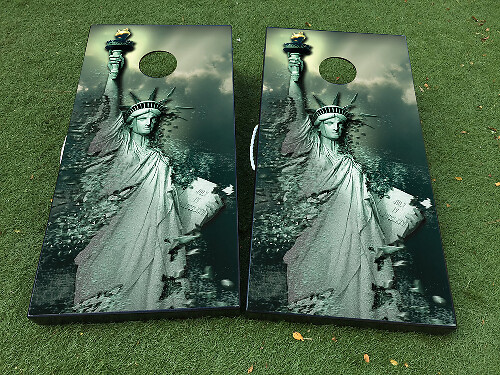 Statue of Liberty Cornhole Brett Vinyl-Aufkleber-Set