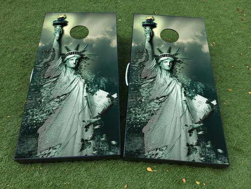 Freiheitsstatue USA Cornhole Brettspiel-Aufkleber Vinylfolie mit laminierter Folie