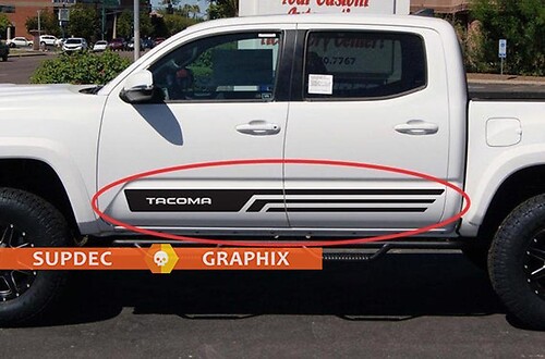 2x Engelsstreifen Aufkleber Aufkleber Vinyl Bett Seitenschweller Streifen Body Kit für Toyota Tacoma