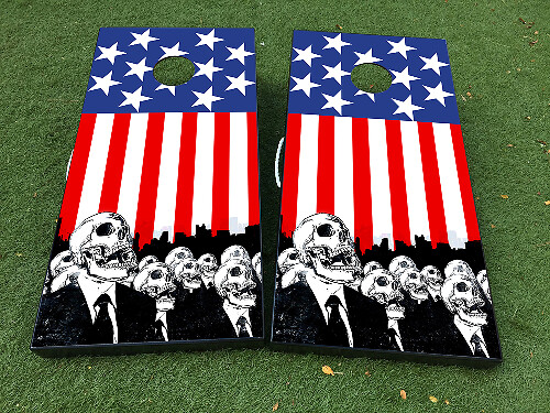 American Flag Zombie Cornhole Board Vinyl Aufkleber Set