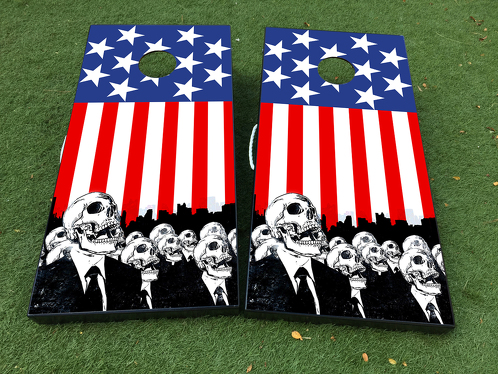 Amerikanische Flagge USA Zombie Cornhole Brettspiel-Aufkleber Vinylfolie mit laminierter Folie