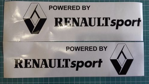 Set mit 2x Powered by Renault Sport Seitenaufkleber passend für Megane RS Clio RS 220