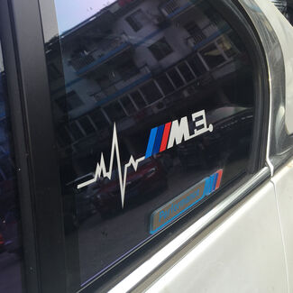 2 Stück für BMW M3 ist in meiner Blood Hearbeat Fensteraufkleber-Grafik
