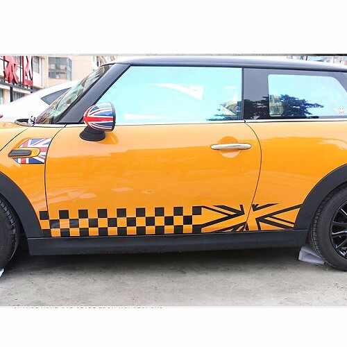 Karierter Seitenschweller Racing-Streifen Aufkleber für MINI Cooper F56