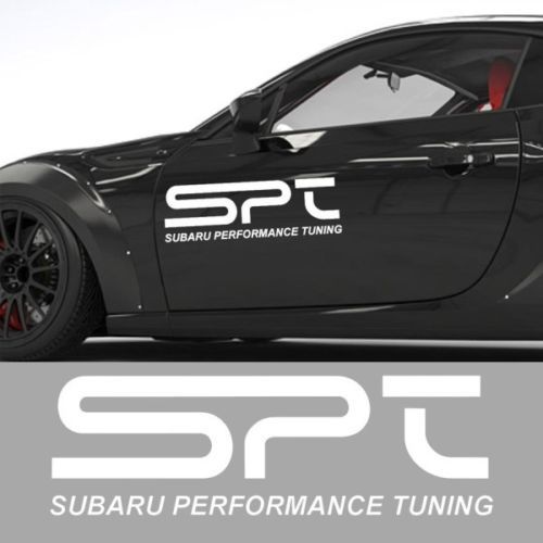 2 x SPT Subaru Performance Tuning Dors Cover Weiße Vinyl-Aufkleber