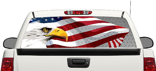 Weißkopfseeadler & USA-Flagge Heckscheibenaufkleber Vinylaufkleber