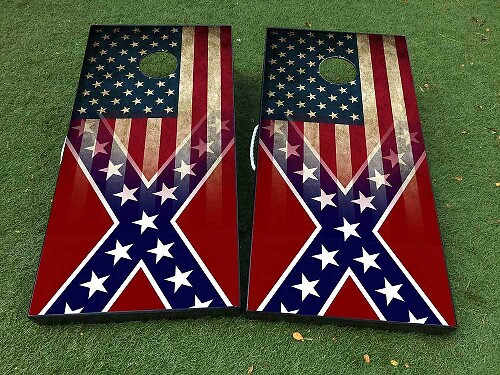 General Lee und amerikanische Flagge, patriotischer Cornhole-Brettspiel-Aufkleber, Vinylfolie mit Laminierung
