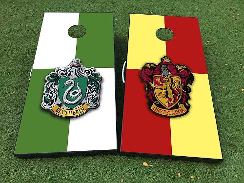 Slytherin- und Gryffindor-Cornhole-Board Vinylfolie-Aufkleberset