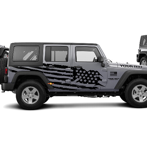 Abgenutzter US-Flaggen-Seitenaufkleber für Jeep Wrangler Unlimited JK