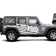 Abgenutzter USA-Flaggen-Seitenvinyl-Aufkleber für Jeep Wrangler Unlimited JK_2