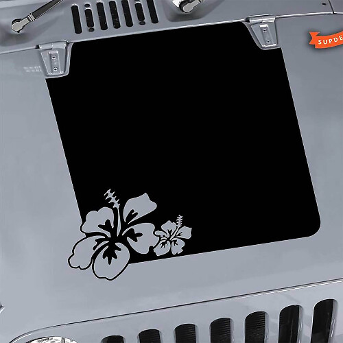 Hibiskus Motorhauben-Blackout-Vinylaufkleber für Jeep Wrangler Unlimited JK