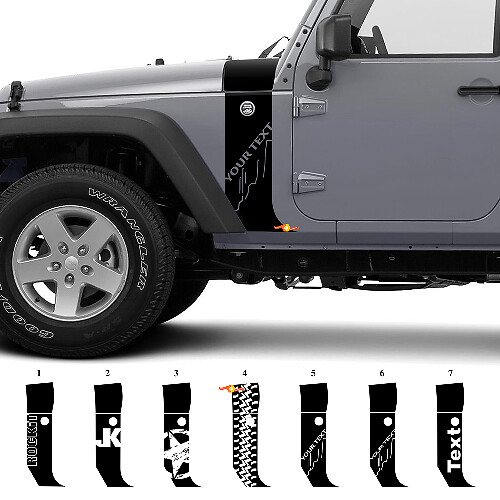 Benutzerdefinierter Streifen-Hauben- und Kotflügel-Vinyl-Aufkleber für Jeep Wrangler JK