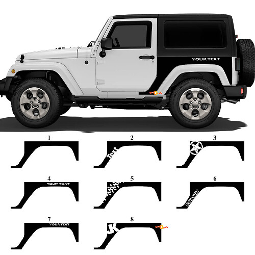 Individuelles Heckseitliches Vinyl-Aufkleber-Set für Jeep Wrangler JK