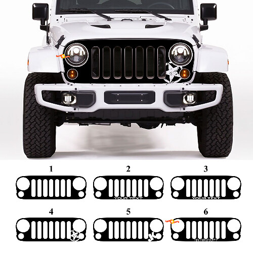 Individuelle Grill-Blackout-Grafik Vinyl-Aufkleber für Jeep Wrangler Rubicon JK