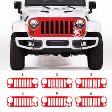 Schwarzer Vinyl-Aufkleber zur Abdeckung des Kühlergrills für Jeep Wrangler JK Rubicon_3