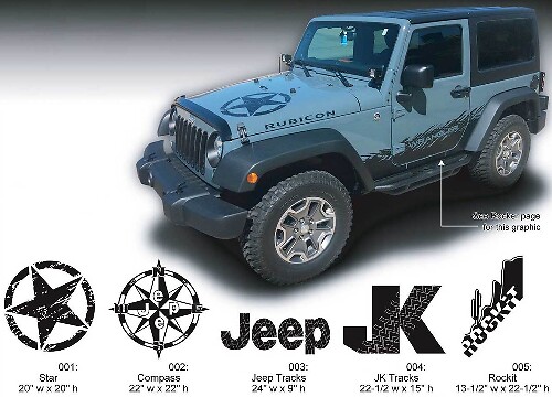 JEEP Aufkleber Aufkleber Motorhaube Grafiken 07-16 Wrangler Rubicon JK Rockit