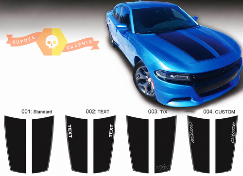 TEXT T/X CUSTOM Split Accents Motorhauben-Vinylaufkleber für Dodge Charger 2015-2016