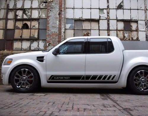 CUSTOM TEXT Unterer Tür- und Schwellerstreifen Vinyl-Aufkleber-Set für Musclecar Explorer Sport Trac Adrenalin SVT V8 2007-2010