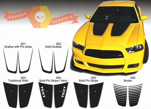 TEXT Muschelstreifen Akzente Motorhauben-Vinylaufkleber für Dodge Charger 2011-2014