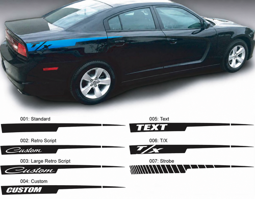 Custom Straight Razor Stripe Pair — Vinylaufkleber (Seite) für Dodge Charger 2011-2014