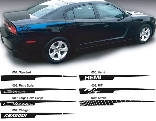 Dodge Charger Rasiermesser Hemi RT Aufkleber Seitengrafik passend für Modelle 2011-2014