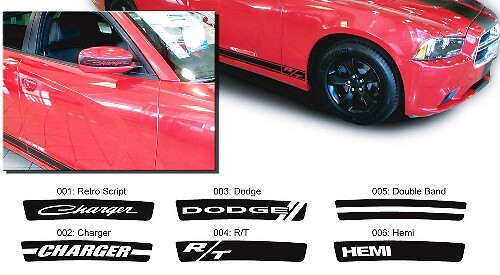 Dodge Charger Mirror Decal Sticker Hemi RT Graphics passend für die Modelle 2011-2016