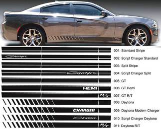 Dodge Charger Script Rocker Stripe Side Band Decal Sticker Hemi Daytona RT GT Mopar Graphics passend für Modelle 2006-2020