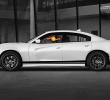 Daytona GT Style CUSTOM TEXT T/X Script Stripe Set — Vinylaufkleber (Seite, Schweller) für Dodge Charger 2006-2020_2