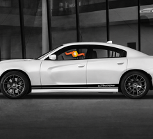 Daytona GT Style CUSTOM TEXT T/X Script Stripe Set — Vinylaufkleber (Seite, Schweller) für Dodge Charger 2006-2020_3