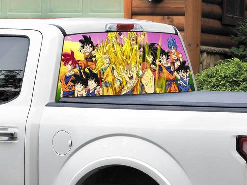 Anime Dragon Ball-Z Gogeta Goku Super-Saiyan Super-Saiyan-3 Vegito Heckscheiben-Aufkleber, Pick-up-Truck, SUV, Auto jeder Größe