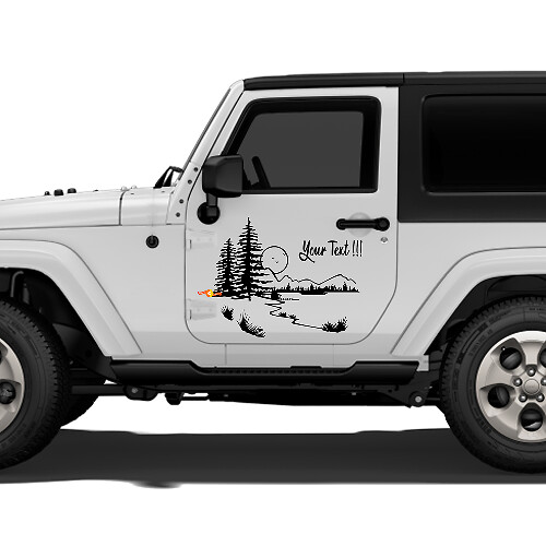 Bergwaldlandschaft Tür Vinylaufkleber Decal für Jeep Wrangler Rubicon Sahara