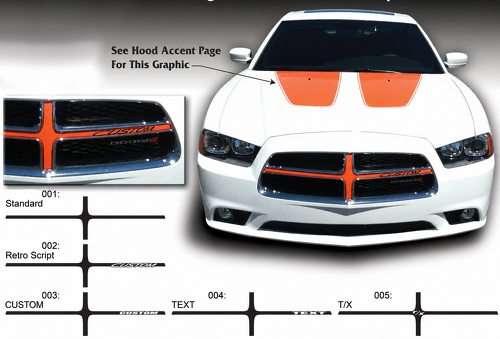 CUSTOM TEXT T/X Grille Crosshair Options Komplettsatz Vinylaufkleber für Dodge Charger 2011-2014