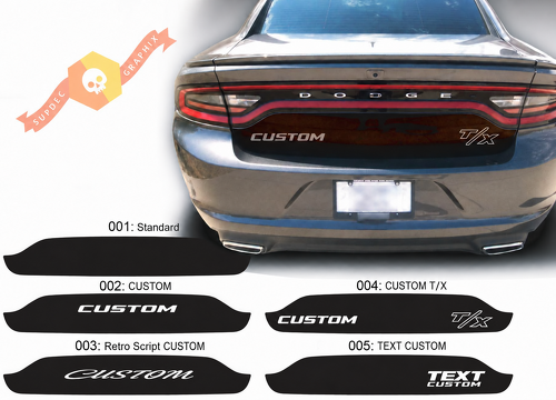 CUSTOM TEXT T/X Trunk Blackout Options Kofferraum Vinylaufkleber für Dodge Charger 2015-2020