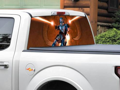 Star Wars Bounty Hunter Jango Fett Heckscheibenaufkleber, Pick-up-Truck, SUV, Auto jeder Größe