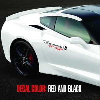 Corvette Racing 1 Paar Logo-Vinyl-Grafikaufkleber C3 C4 C5 C6 C7 ZO6 ZR1 Schwarz und Rot
